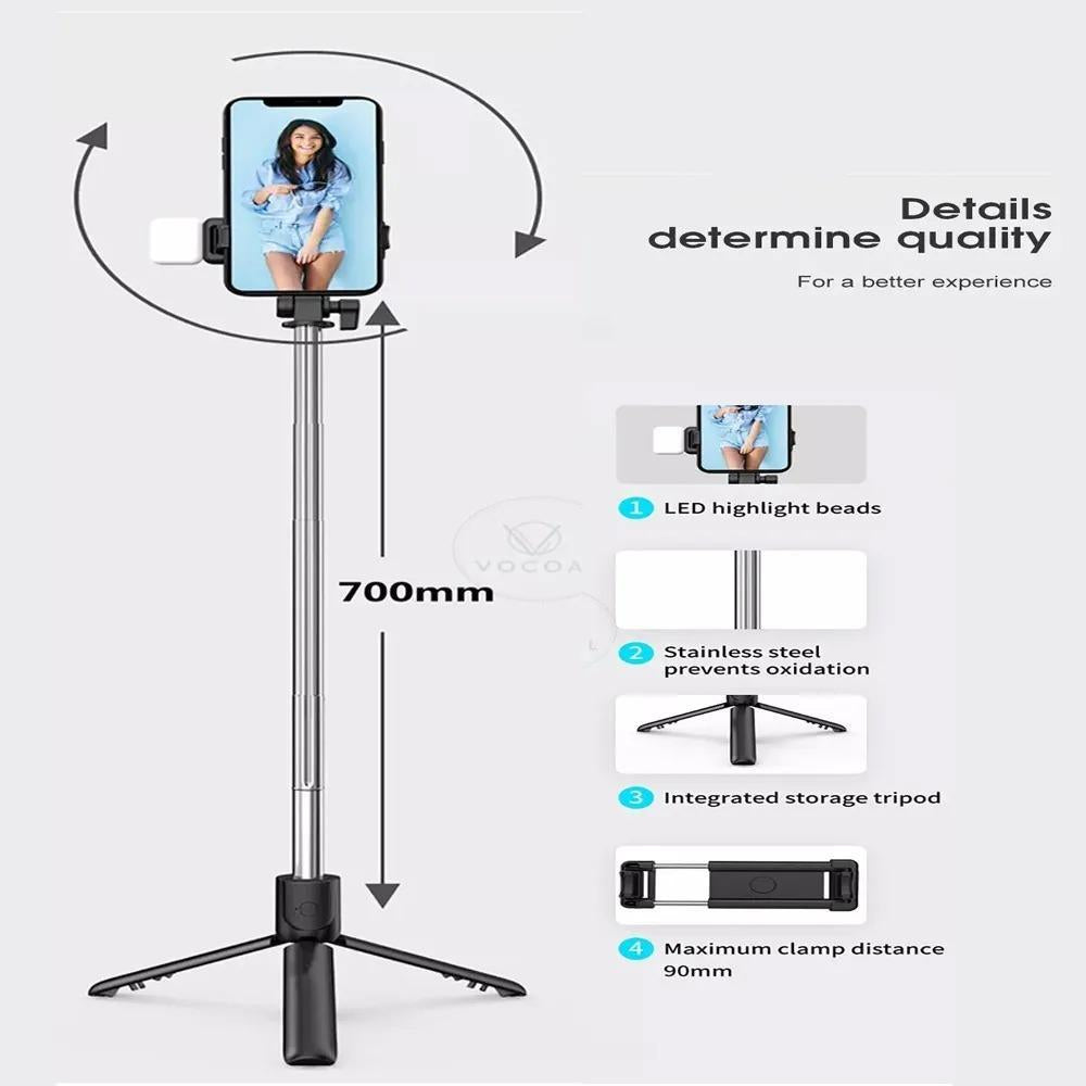 Selfie Stick With LED Light Mini Tripod Stand