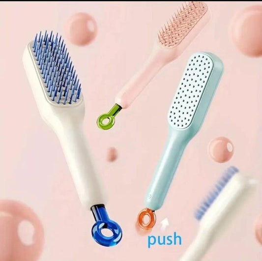 Self Cleaning Hair Brush|One-click Cleaning Telescopic Hair Comb|One-pull Clean Scalable Rotate Lifting