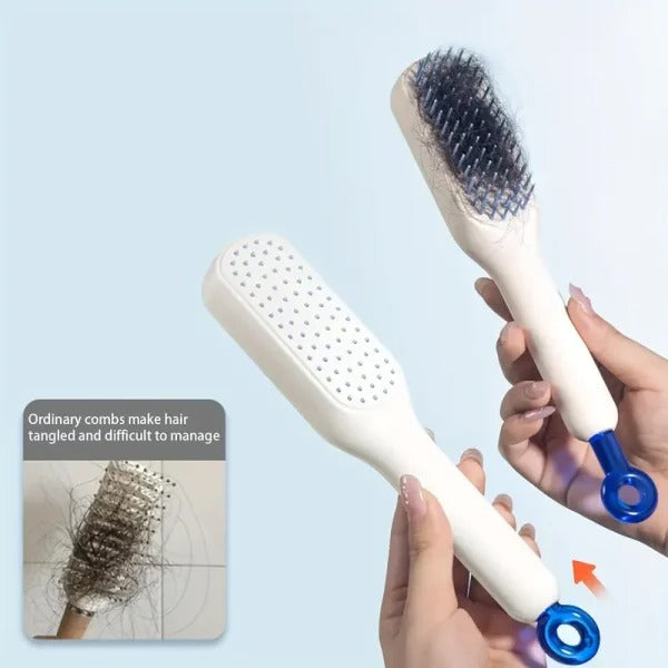 Self Cleaning Hair Brush|One-click Cleaning Telescopic Hair Comb|One-pull Clean Scalable Rotate Lifting